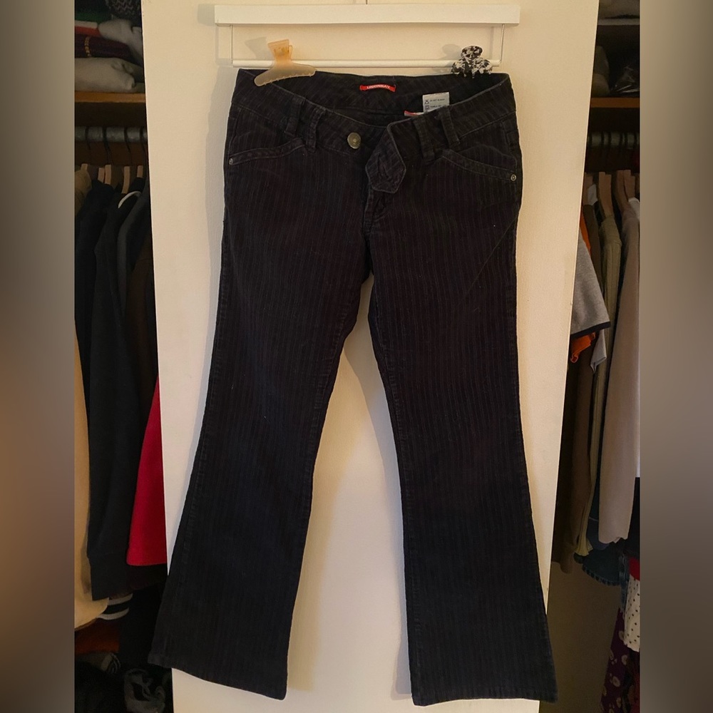 Union bay black corduroy striped pants with a hint of gray